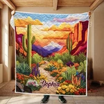 Custom Desert Landscape Quilt Blanket Cactus Sunset Throw Cozy Gift Idea Soft. Fixed Price $30.68.