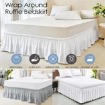 Dust Ruffle Queen King Twin Full Easy Wrap Around Elastic Bedskirt 15". Fixed Price $11.47.