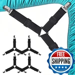 Tasttin 4 Pcs Fitted Bed Sheet Straps - Elastic Suspenders Metal Clips For. Fixed Price $9.14.