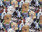 David Textiles Yard Fabric Cut 100% Cotton Garden Puppies 36X44 Quilt Sew. Fixed Price $15.39.