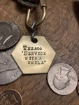 1960 Texaco Service With Smile Brass Key Fob. Fixed Price $19.95.