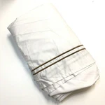 1888 Mills Suite Touch King Bed Skirt White Brown Embroidered Stripe Box Pleated. Fixed Price $19.95.