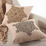 Saro Lifestyle 561.BZ18S Snowflake Design Beaded Down Filled Throw Pillow, Bronz. Fixed Price $46.99.