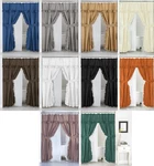 Double Swag Ruffled Fabric Shower Curtain Set, Peva Liner And Roller Rings. Fixed Price $34.89.