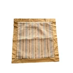 Thomasville Luxrury Pillow Cover Gold & Beige Striped Velvet Edged 25X25. Fixed Price $36.00.