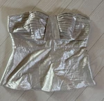 White House Black Market Strapless Metallic Silver Top Size Retail $110. Fixed Price $29.99.