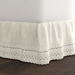 Fresh Ideas Eyelet Bed Skirt, Ruffled Design, 14 Inch Drop, Embroidered Scall.... Fixed Price $55.03.