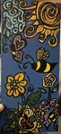 Handmade Ooak Folk Art Painting On Wood Panel Bees Butterflies Sun Flowers. Fixed Price $25.00.