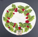 St Nicholas Square Round Tufted Cotton Holly & Berries Bath Rug Woven Design. Fixed Price $24.95.