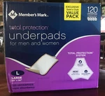 Member Mark Total Protection Underpads For And Women 23X36 Large 120. Fixed Price $79.99.