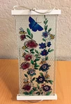 Butterfly & Bees Art Glass Panel Joan Baker Hand Painted Rectangular 10"X4 3/4". Fixed Price $34.99.