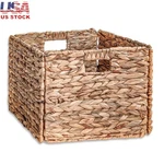 Foldable Water Hyacinth Storage Basket Square Design W/ Iron Wire Frame Handles. Fixed Price $31.74.