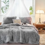 3-PIECE Plush Shaggy Comforter Set, Full/queen Size Luxury Faux Fur Sherpa Re.... Fixed Price $46.01.