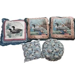 Set Of 5 Vintage Duck / Loon Decorative Throw Pillows Rustic Cabin Lodge. Fixed Price $55.00.