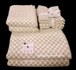 8 Piece Mind On Design Tan White Check Zero Twist Bath Hand Washcloth Towel Set. Fixed Price $72.20.