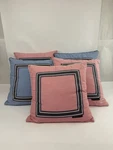 Set 5 Tommy Hilfiger Pink & Blue Striped Frame Ribbon Border Square Pillows 17. Fixed Price $54.96.