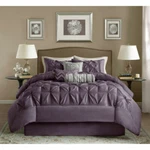 New! Elegant Chic Modern Purple Gray Plum Tufted Ruffle Pin-tuck Comforter Set. Fixed Price $188.32.