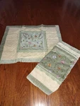 Velvet Dreams Sage Quilted Bed Standard Pillow Sham Floral Vine New Set Of 2. Fixed Price $45.00.