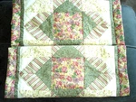 Set Of Two Quilted Sage*rose Floral Shams 29" X 24" Peking Handcrafed Inc.. Fixed Price $17.00.