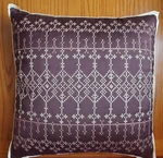 Iosis Paris Yves Delorme 17" Silk Throw Pillow & Insert Brown Embroidery Stitch. Fixed Price $48.00.