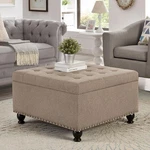 Upholstered Square Ottoman, 30 Inch Linen Fabric Button Tufted Stora. Fixed Price $219.69.