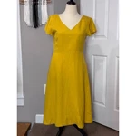 Ann Taylor Factory Sz 6 Linen Blend Yellow Dress Cottagecore Prairie. Fixed Price $25.00.