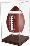 *read* Vertical Football Display Case Wooden Base Full Size Acrylic Nfl Ncaa. Fixed Price $35.99.