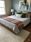 Handmade Chunky Queen Bed Runner Fringed Multicolor Boho. Fixed Price $79.88.