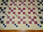 Antique Lg & Sm Squares Patchwork Hand Quilted Plain Simple Bed Cover. Fixed Price $40.00.