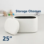 25'' Linen Oval Small Seat Storage Ottoman Footstool For Modern Living Room. Fixed Price $97.37.