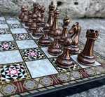 Handmade 14.5" Wooden Chess Board - Carved Weighted Pieces Gift For Husband. Fixed Price $175.50.