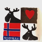 Norway Flag Plush Plump Throw Pillow Moose Elk Heart Love 14" Sq Norwegian. Fixed Price $15.00.