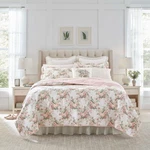 Laura Ashley Joyce Printed Queen/king Coverlet Set-peach Bellini. Fixed Price $163.05.
