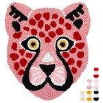 Preboun Leopard Punch Needle Kit, 11.8 X Inches, Red, Pink. Fixed Price $25.40.