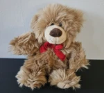 Russ Light Brown 7" Shaggy Fur Bear Brentwood Red Bow Plush Stuffed Animal Toy. Fixed Price $8.99.