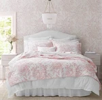 Laura Ashley Twin Pink Floral Bedford Quilt Set 2PC. Reversible 100% Cotton. Fixed Price $89.00.