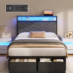 Twin Bed Frame With Storage Drawers, Upholstered Headboard Charging Station. Fixed Price $178.99.