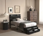 Twin Bed Frames With Storage Headboard, Charging Station,usb Ports And Drawers. Fixed Price $142.99.