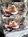Western Cowboy Watercolor Pillow Covers - Set Of 2 Hat & Boots Design Euc. Fixed Price $18.00.