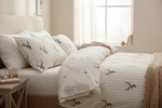 Evergreen Grove Turkish Flannel King Sheet Set 4-PIECE Deer Stripe Beige Tan. Fixed Price $99.00.