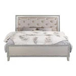 Benjara Lee 2 Drawer Faux Leather Tufted King Bed- Champagne. Fixed Price $1199.99.