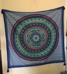 Xhilaration Wall Tapestry Medallion With Elephants 57"X57" Square Tassels Euc. Fixed Price $9.85.