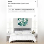 Westex Recycled European Down Duvet. New. Queen.. Fixed Price $587.41.