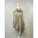Tickled Pink Poncho Women One Size Tan Chevron Knit Cowl Neck Asymmetrical Wrap. Fixed Price $22.56.