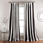 Wilbur Light Filtering Striped Window Curtains Set, 84 Panel Pair, Black,. Fixed Price $91.99.