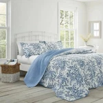 Laura Ashley Twin Bedford Blue Delft 2PC Quilt Set Reversible 100% Cotton. Fixed Price $93.00.