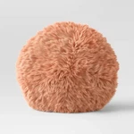 Threshold Long Faux Fur Round Throw Pillow - Terracotta #C725. Fixed Price $11.16.