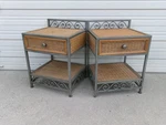 2 Wicker Pier 1 One Nightstands Bed Side Table Rattan Boho Pair Miranda Metal. Fixed Price $399.00.