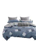 Geo Stripes Cotton Bedding Set: 1 Duvet Cover 2 Pillow Shams Queen/king/cal. Fixed Price $49.98.