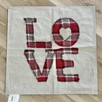 Pottery Barn Love Plaid Pillow Cover Sham Red Holiday Valentine 18" Square. Fixed Price $49.50.